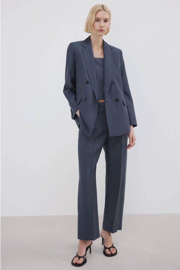 Mango regular blazer grijsblauw - Foto 3