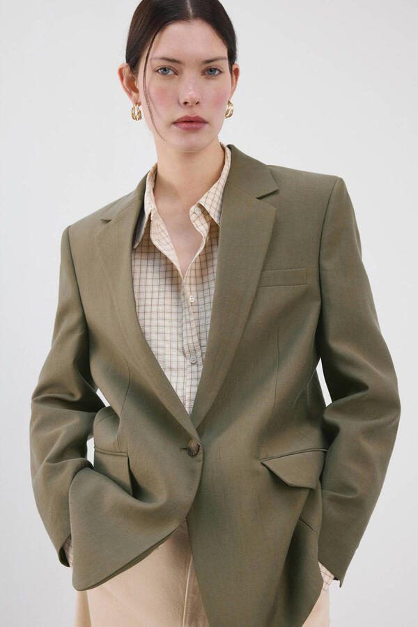 Mango regular blazer groen
