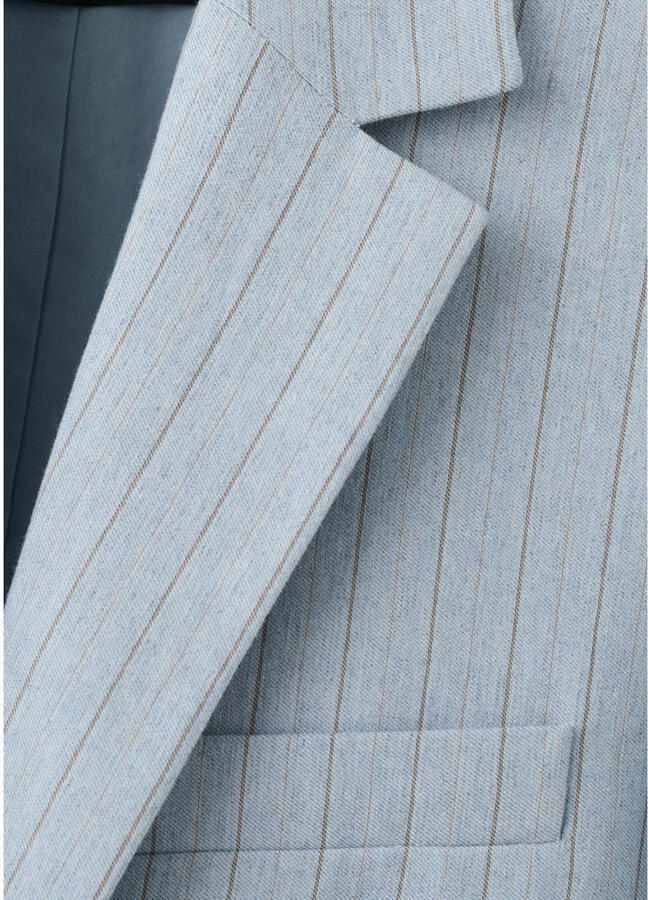 Mango regular blazer met krijtstreep blauw - Foto 2