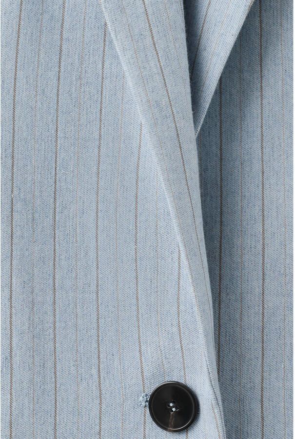 Mango regular blazer met krijtstreep blauw - Foto 3