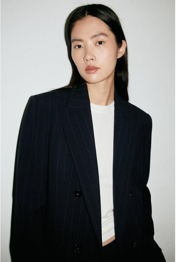 Mango regular blazer met krijtstreep blauw - Foto 2