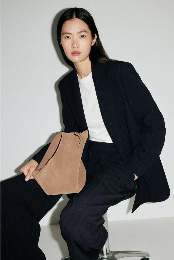 Mango regular blazer met krijtstreep blauw - Foto 3
