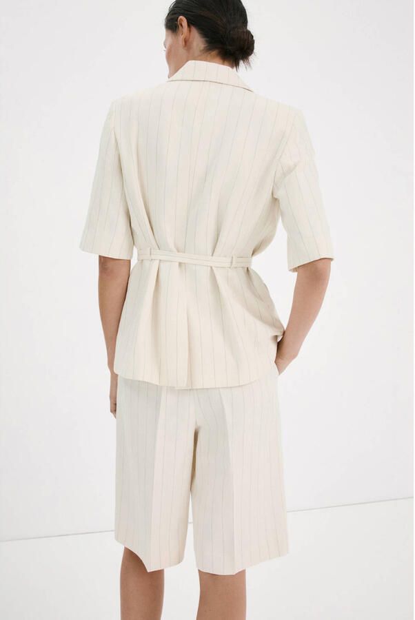 Mango regular blazer met krijtstreep ecru - Foto 2