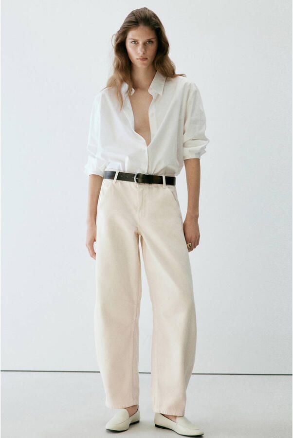 Mango regular fit barrel jeans beige - Foto 2