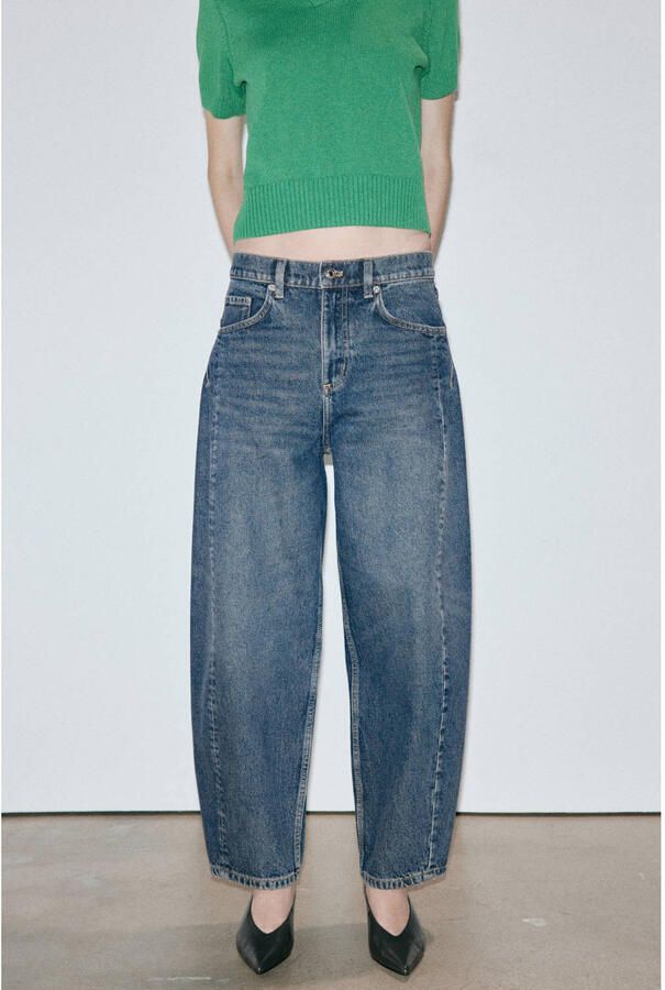 Mango regular fit barrel jeans medium blue denim