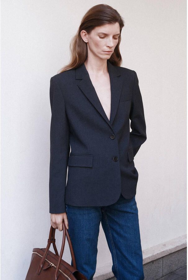 Mango regular fit blazer grijs