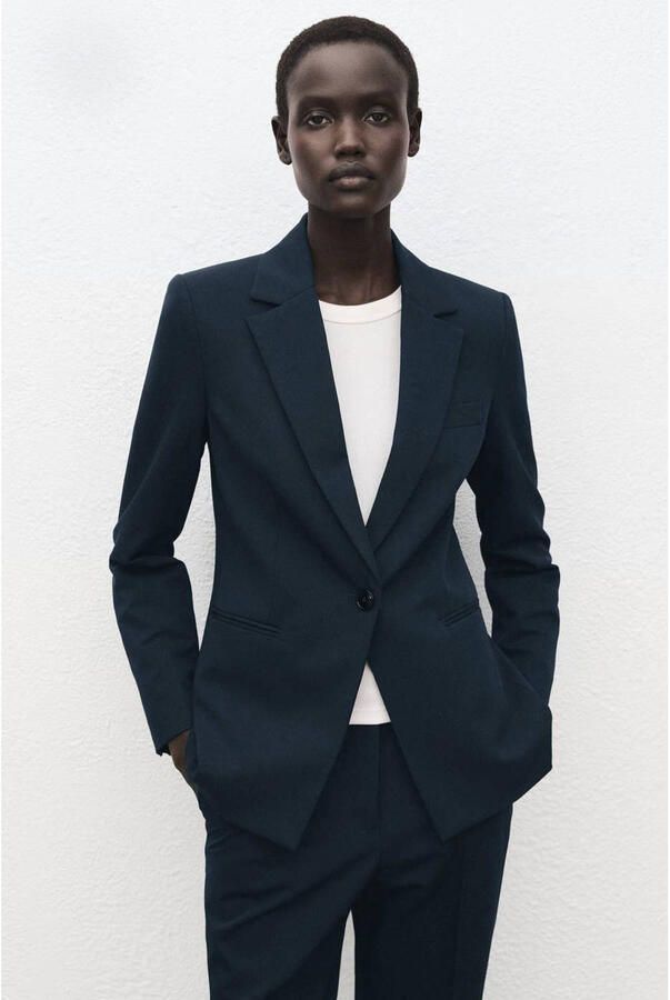 Mango regular fit blazer marineblauw