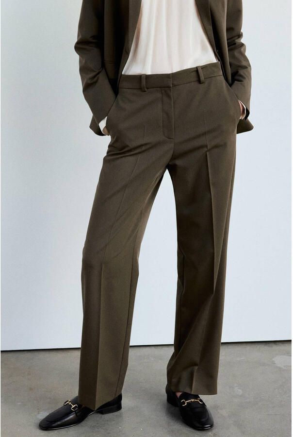 Mango regular fit broek olijfgroen