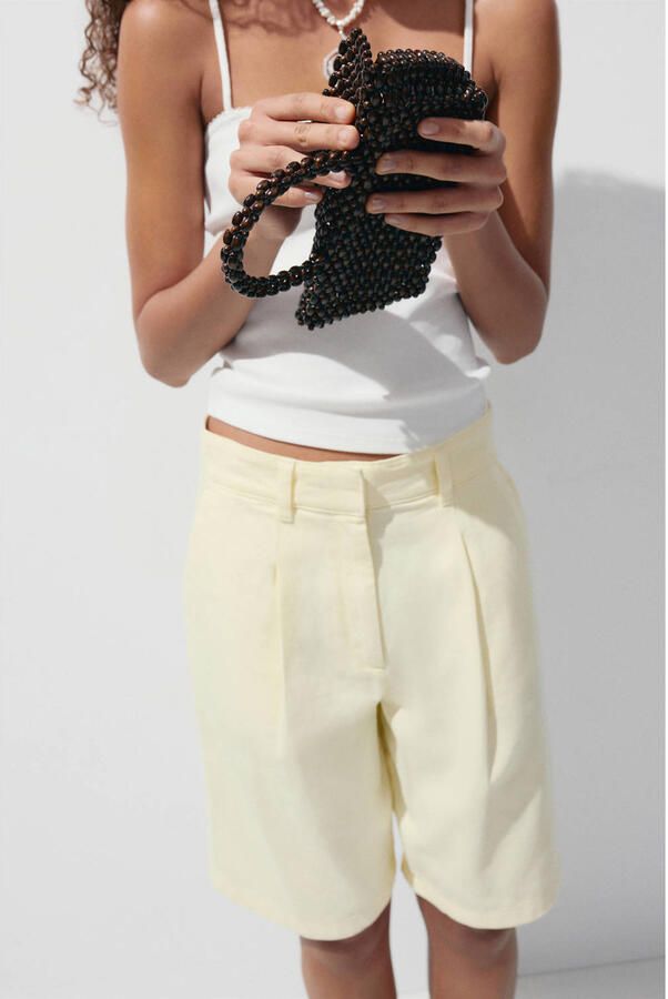 Mango regular fit chino short lichtgeel - Foto 3