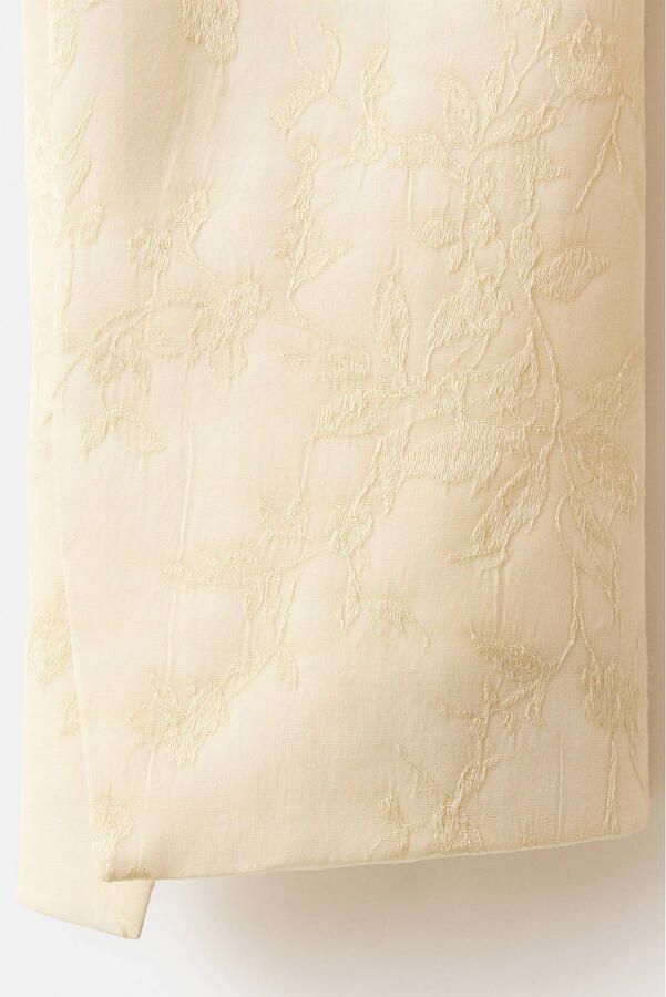 Mango regular fit gebloemde jacquard blazer ecru - Foto 3