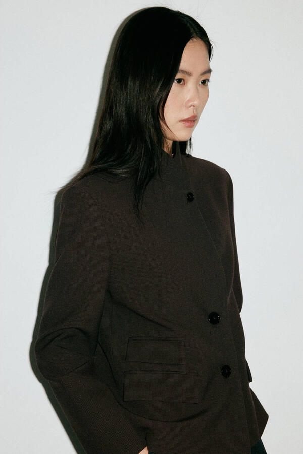 Mango regular fit geruite blazer bruin - Foto 3