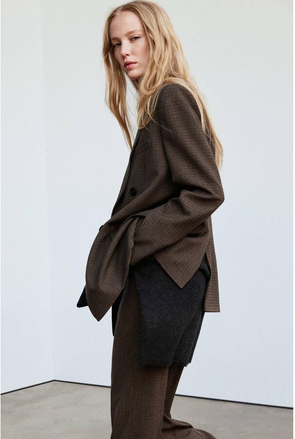 Mango regular fit geruite blazer bruin - Foto 3