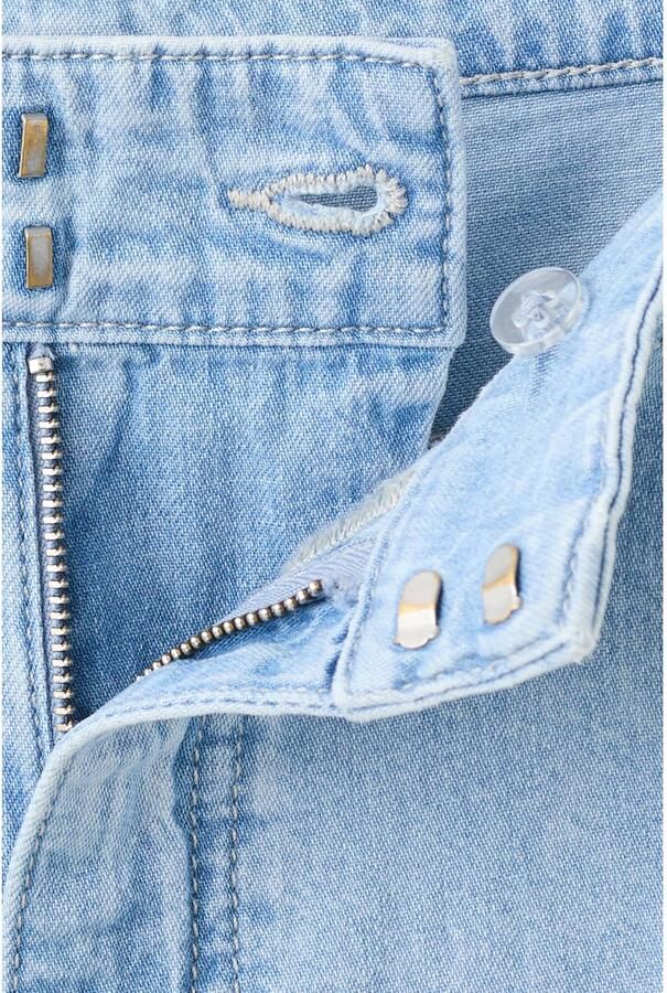 Mango regular fit high waist jorts met linnen lichtblauw - Foto 3