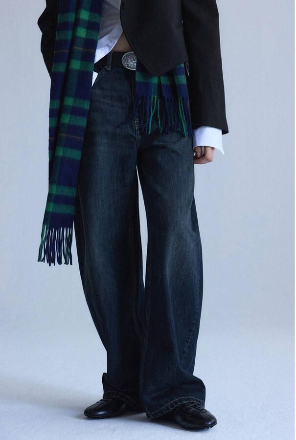 Mango regular waist barrel jeans donkerblauw