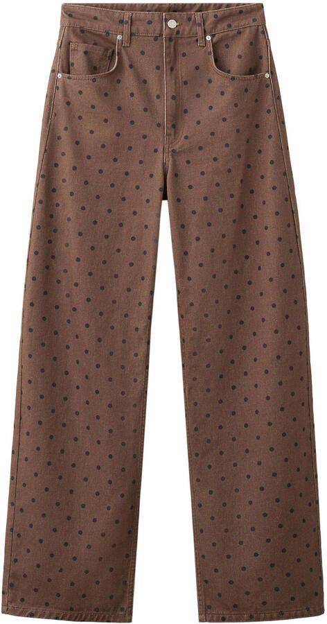 Mango regular waist barrel jeans met stippen bruin - Foto 2
