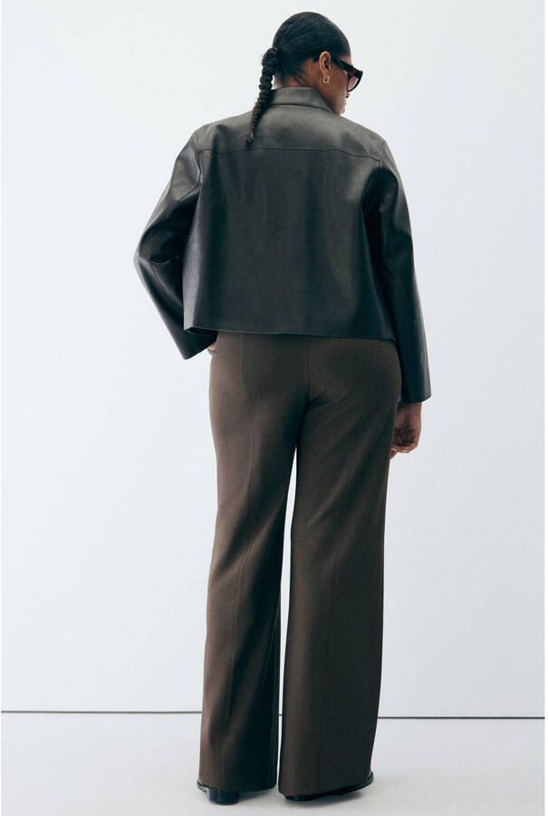 Mango regular waist flared broek bruin - Foto 3