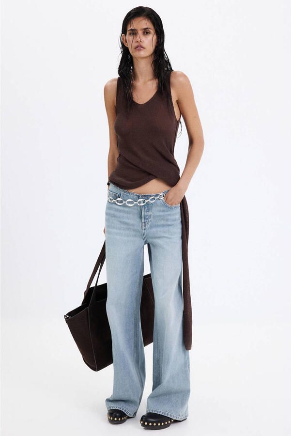 Mango regular waist flared jeans mediumblauw
