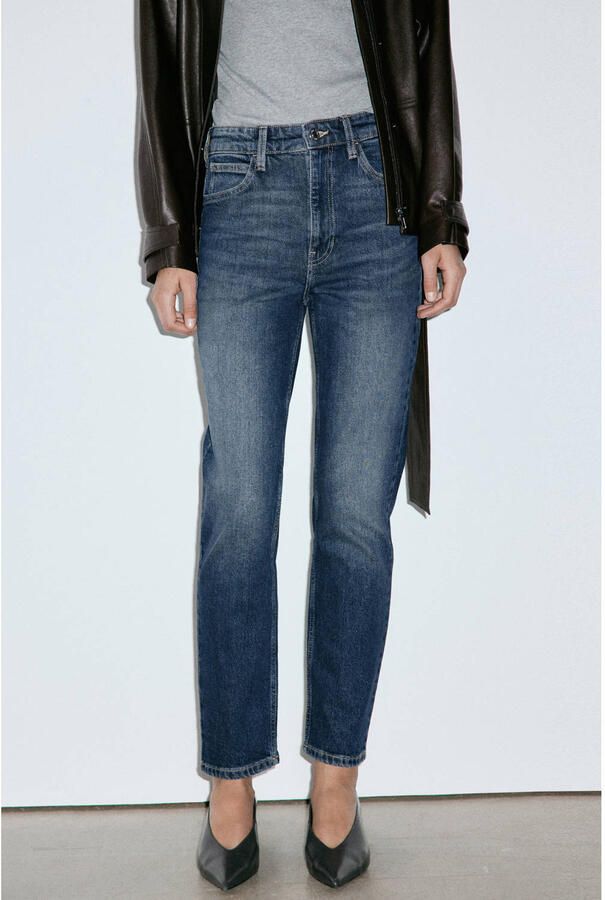 Mango regular waist mom jeans donkerblauw