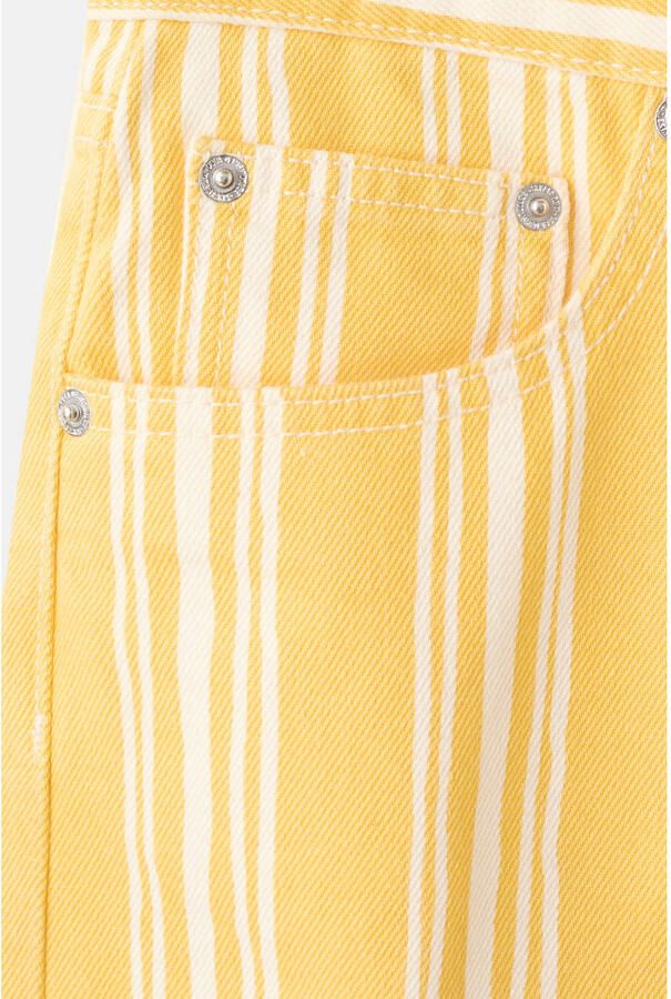 Mango regular waist straight leg gestreepte denim short geel - Foto 2