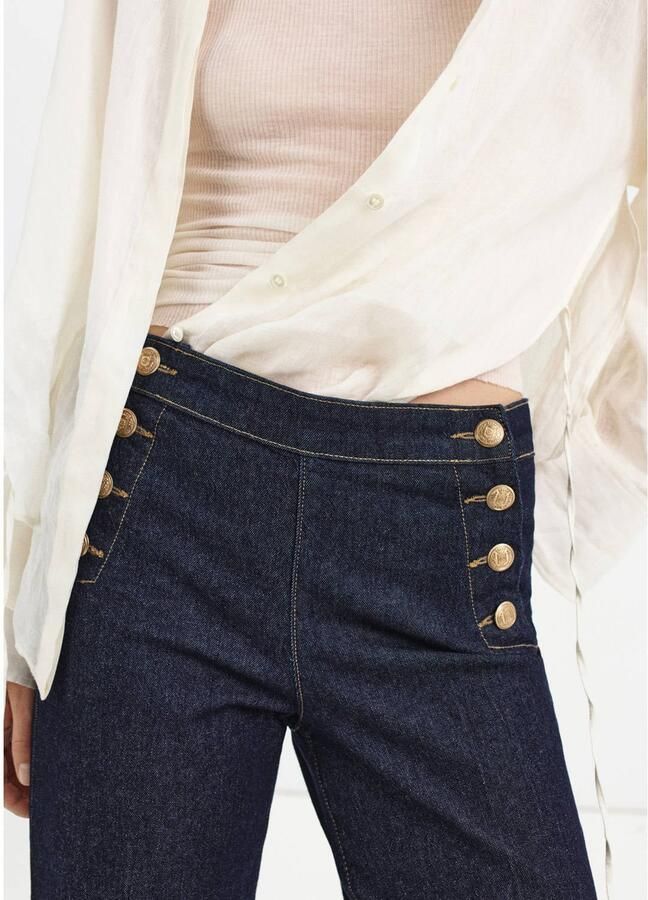 Mango regular waist wide leg jeans donkerblauw - Foto 3