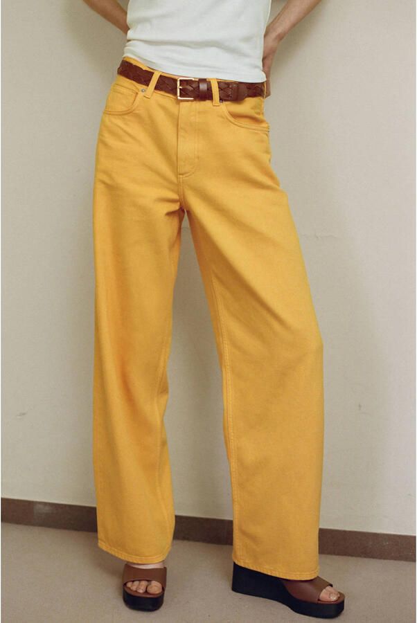 Mango regular waist wide leg jeans oranje
