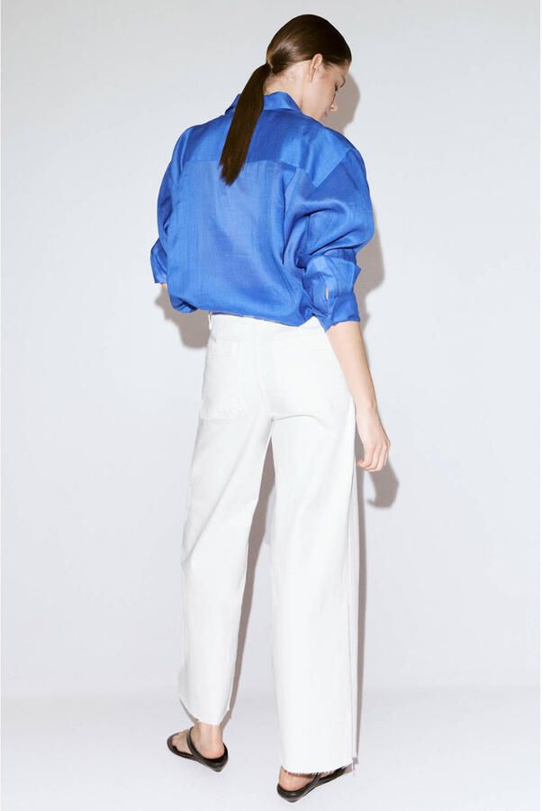 Mango regular waist wide leg jeans wit - Foto 3