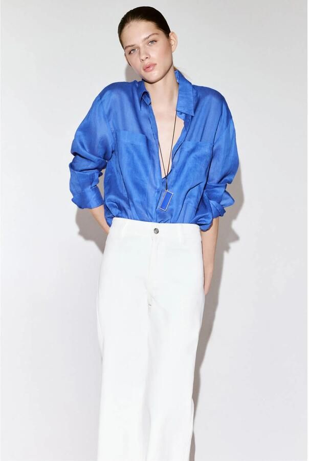 Mango regular waist wide leg jeans wit - Foto 2