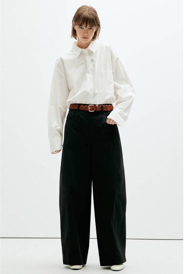 Mango regular waist wide leg jeans zwart