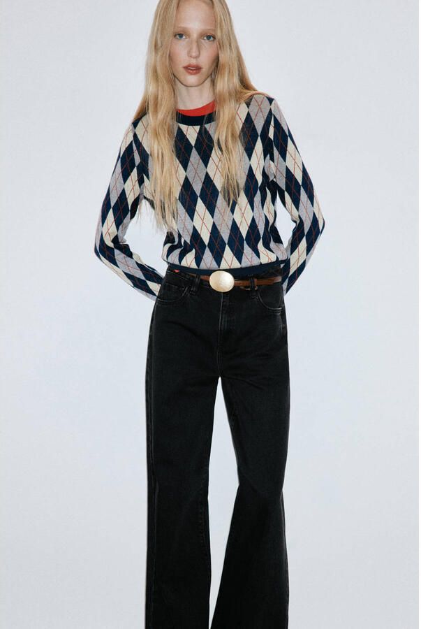 Mango regular waist wide leg jeans zwart - Foto 3