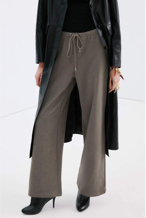 Mango regular waist broek taupe