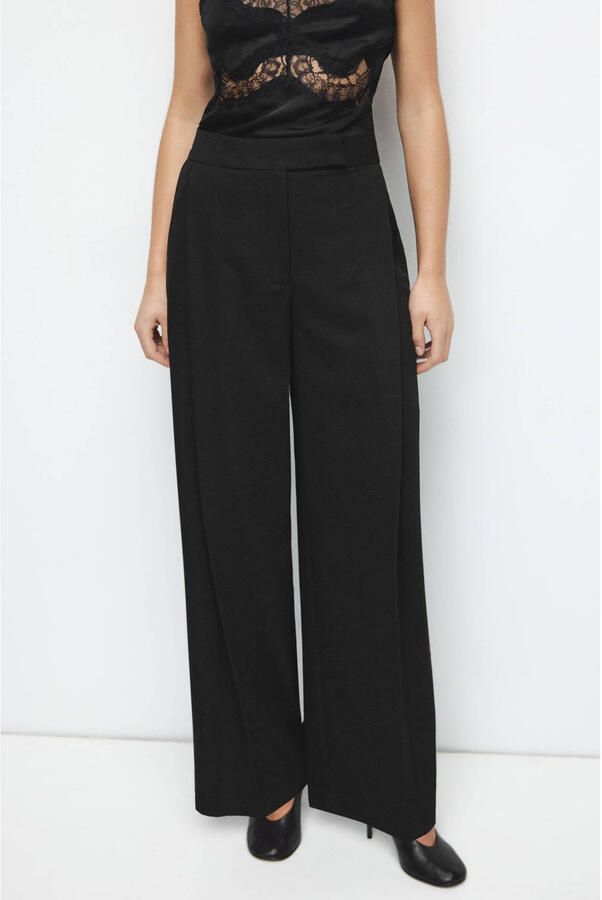 Mango regular waist broek zwart