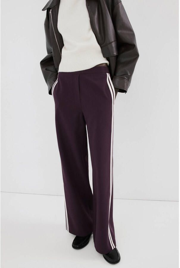 Mango regular waist casual broek donkerrood