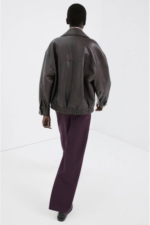 Mango regular waist casual broek donkerrood - Foto 2