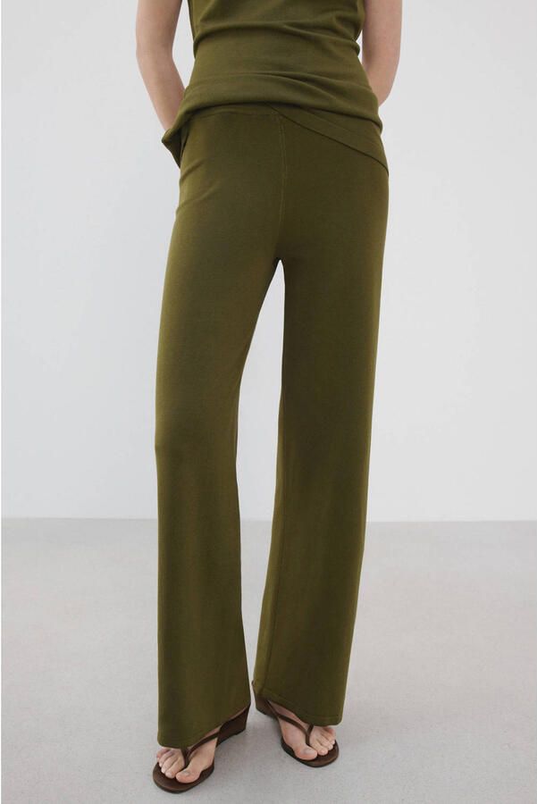 Mango regular waist casual broek groen - Foto 2