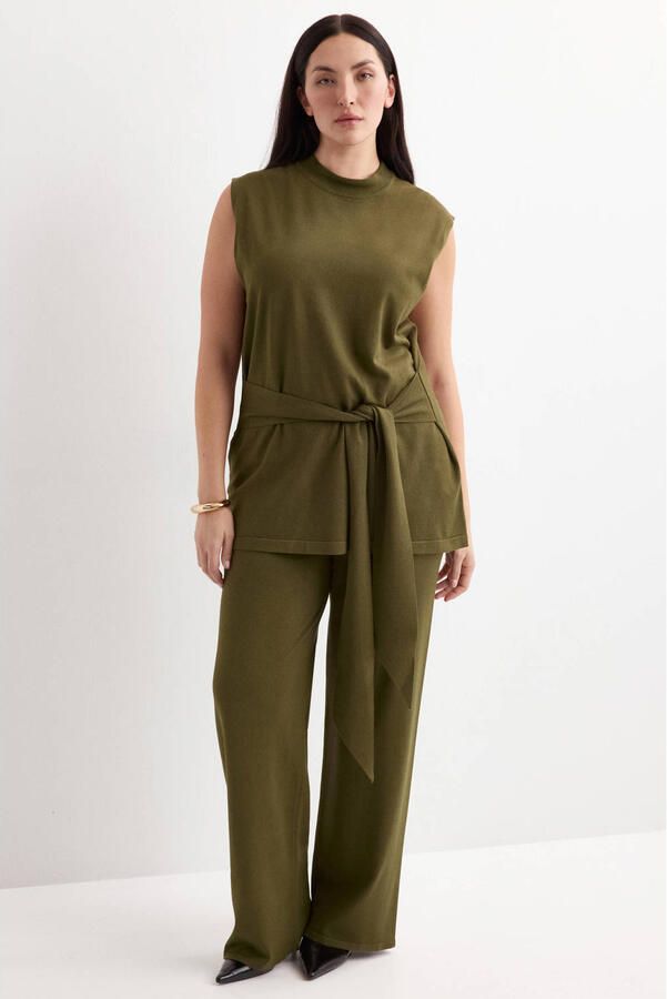 Mango regular waist casual broek groen