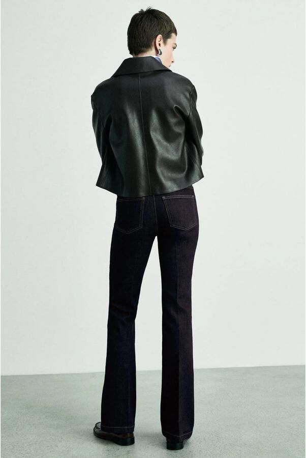 Mango regular waist flared jeans dark blue denim
