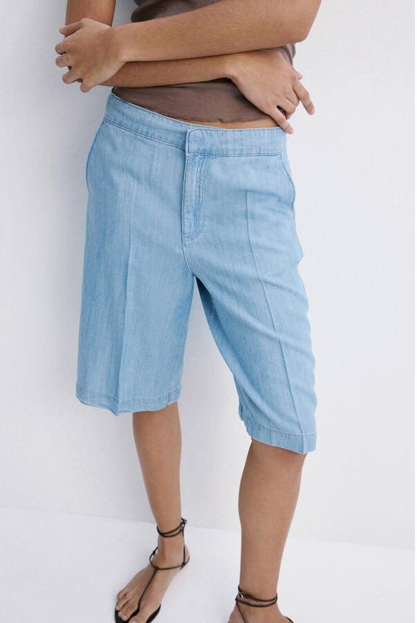 Mango regular waist jort light blue denim