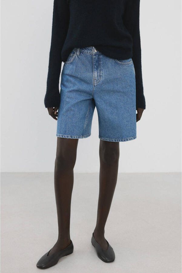 Mango regular waist jort medium blue denim