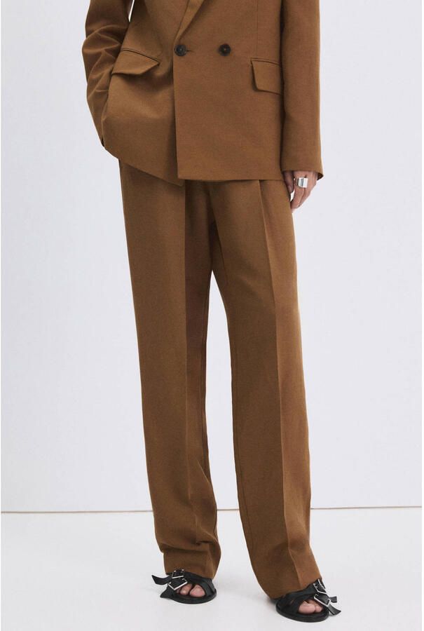 Mango regular waist pantalon bruin