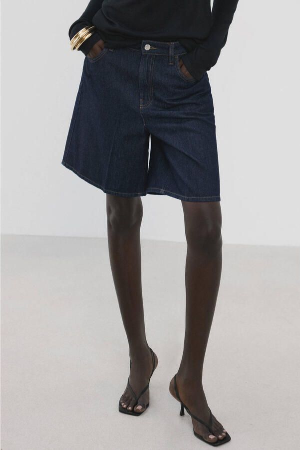 Mango regular waist short medium blue denim - Foto 3