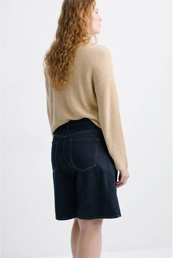 Mango regular waist short medium blue denim