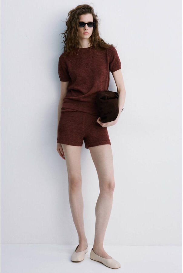 Mango regular waist sweatshort roodbruin - Foto 2