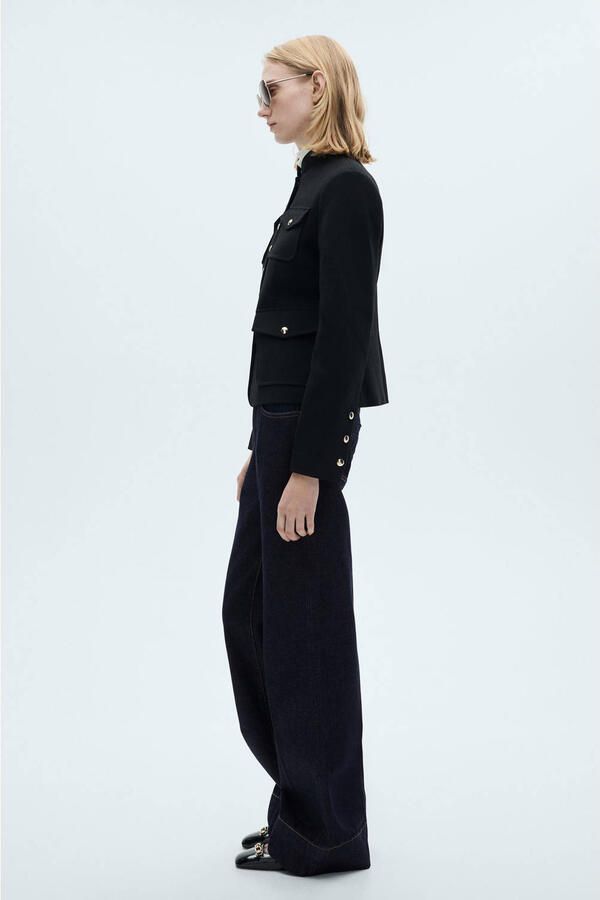 Mango regular waist wide leg jeans dark blue denim