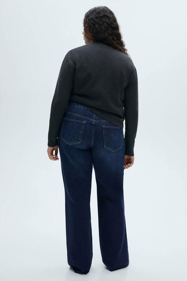 Mango regular waist wide leg jeans dark blue denim