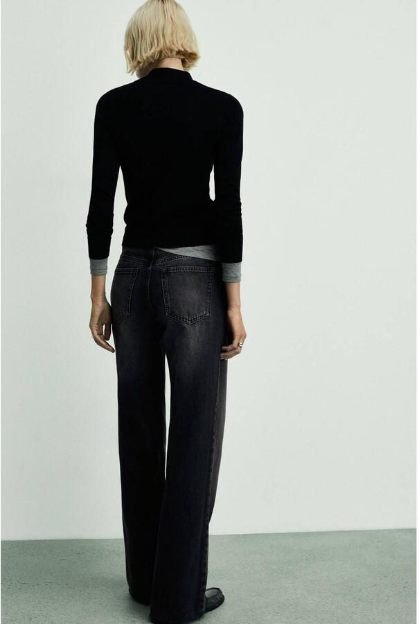 Mango regular waist wide leg jeans grey denim