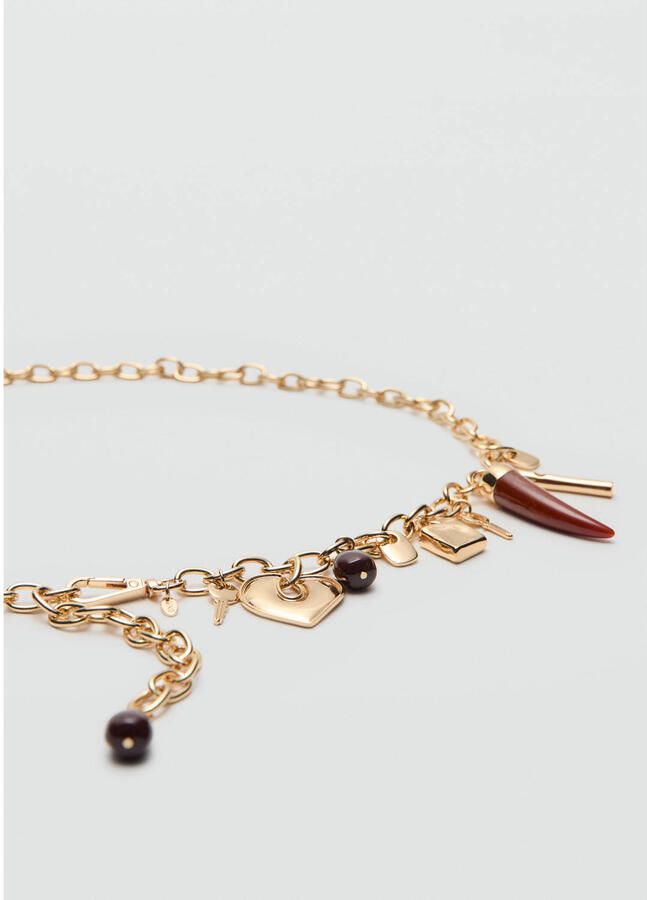 Mango riem met hangers goudkleurig - Foto 3