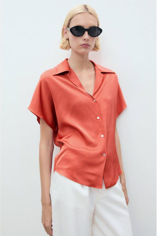Mango satijn blouse rood