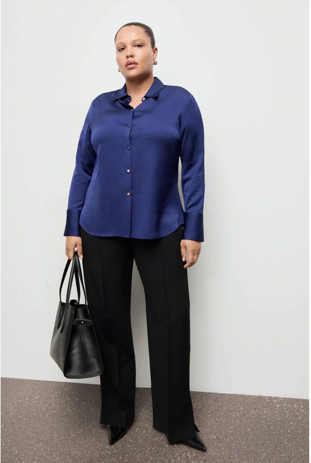 Mango satijnen blouse blauw - Foto 2