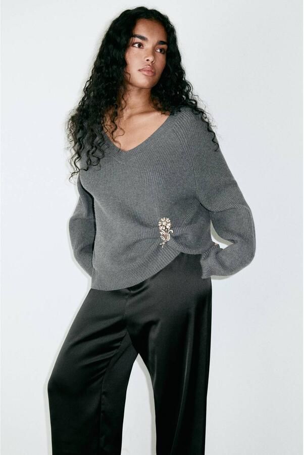 Mango satijnen straight leg broek zwart