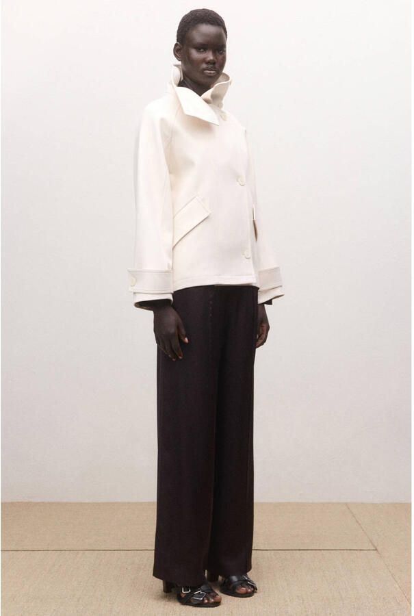 Mango satijnen straight regular waist casual broek bruin